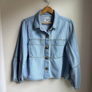 Velvet Heart Denim Shirt Jacket Light Wash Balloon Sleeve Medium